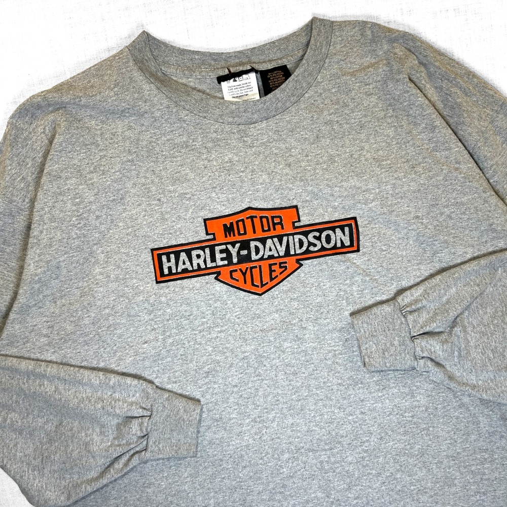 VTG Harley Davidson Men's XL T-Shirt Long‎ Sleeve Grey Graphic H-D Made In USA